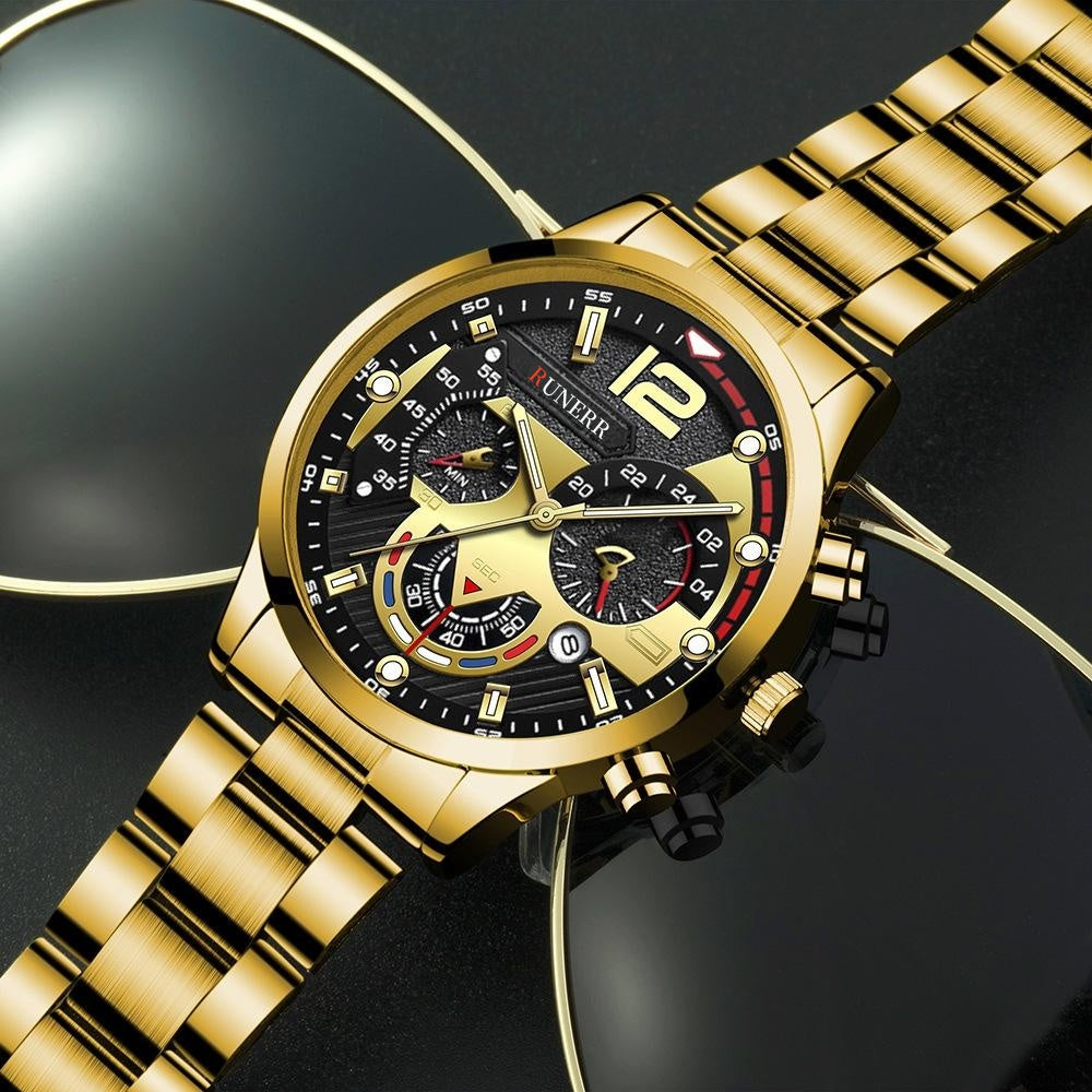 Stylish Mens Stainless Steel Watch - Daily Calendar, Timeless Classic Design - Perfect Gift for Fashion-Conscious Gentlemen
