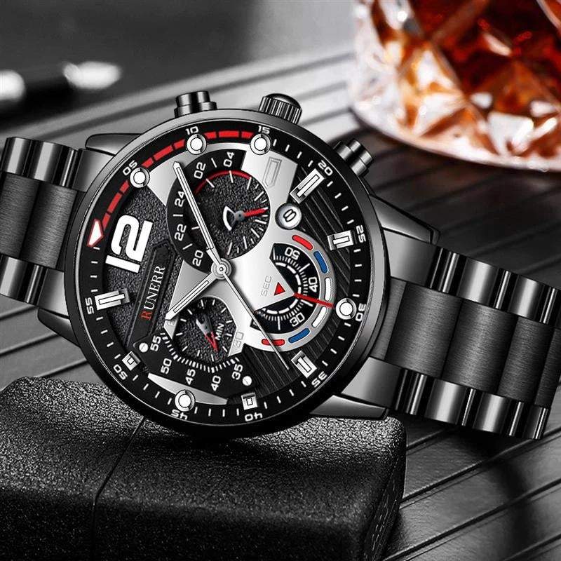 Stylish Mens Stainless Steel Watch - Daily Calendar, Timeless Classic Design - Perfect Gift for Fashion-Conscious Gentlemen