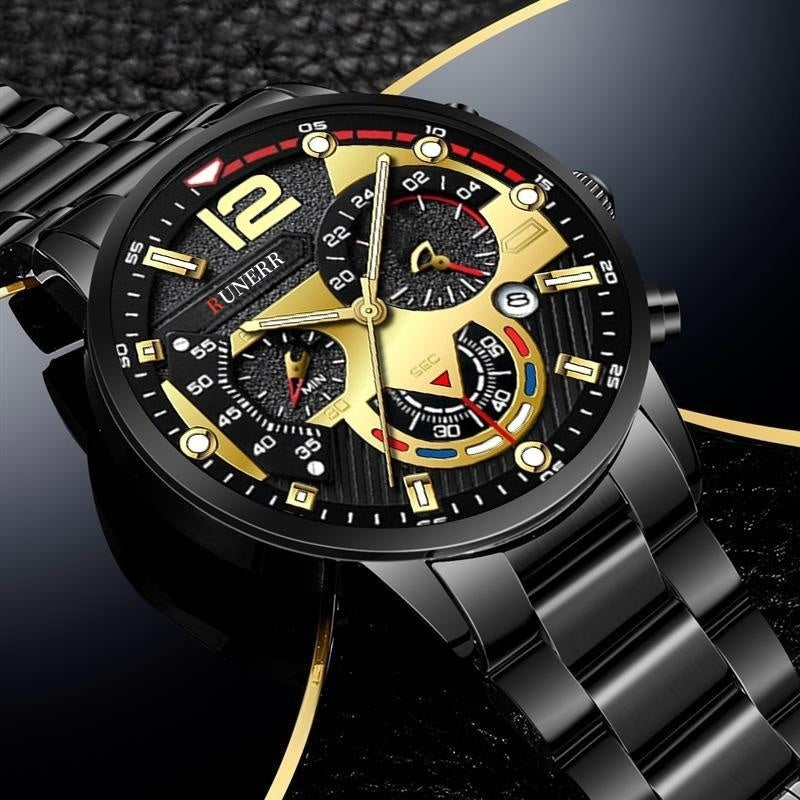 Stylish Mens Stainless Steel Watch - Daily Calendar, Timeless Classic Design - Perfect Gift for Fashion-Conscious Gentlemen