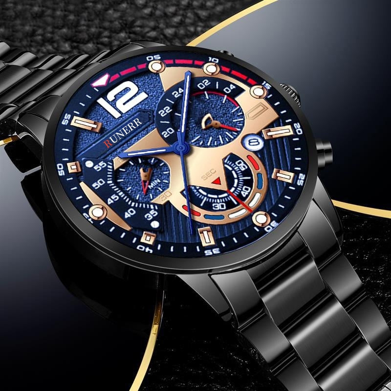Stylish Mens Stainless Steel Watch - Daily Calendar, Timeless Classic Design - Perfect Gift for Fashion-Conscious Gentlemen