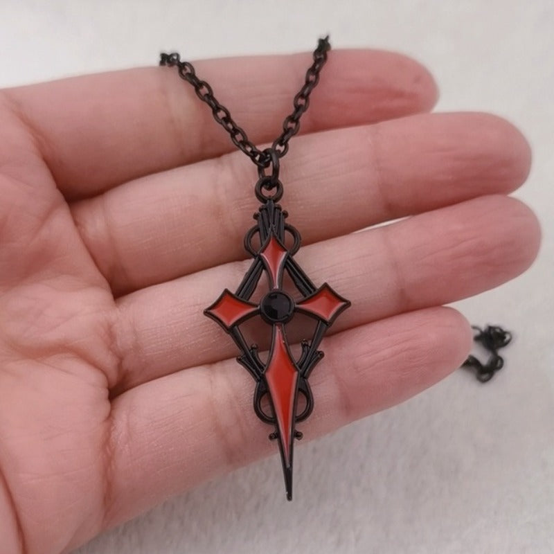 Cross Halloween Vampire Necklace Gothic Style Dark Personality Pendant Necklace Punk Hip Hop Necklace