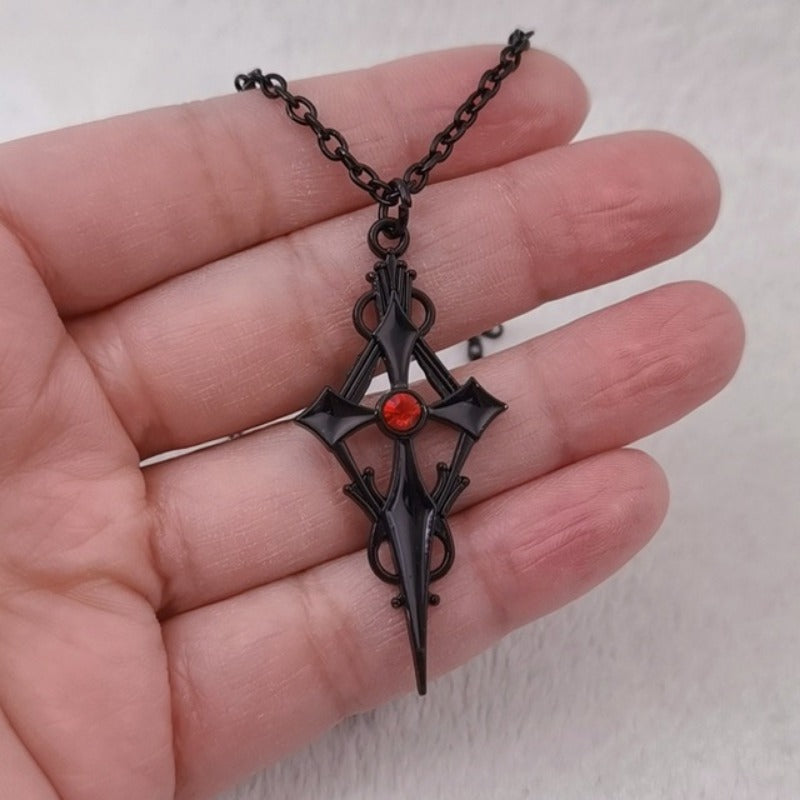 Cross Halloween Vampire Necklace Gothic Style Dark Personality Pendant Necklace Punk Hip Hop Necklace