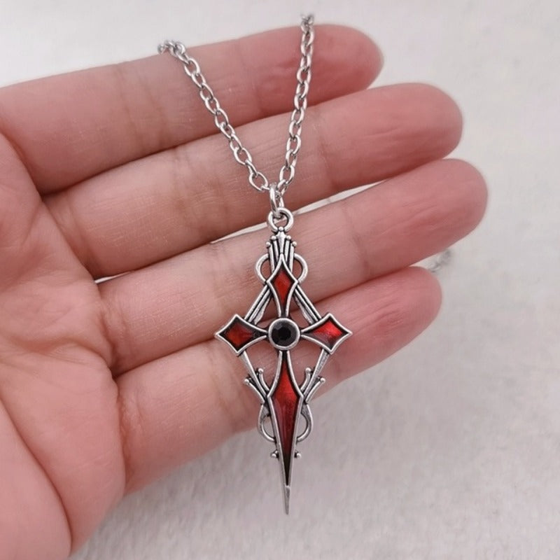 Cross Halloween Vampire Necklace Gothic Style Dark Personality Pendant Necklace Punk Hip Hop Necklace