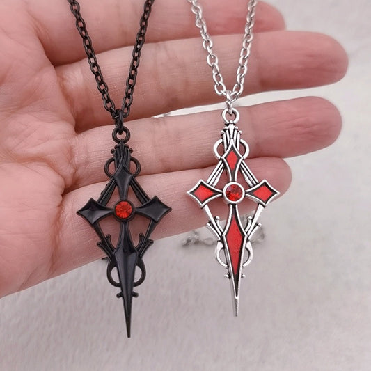 Cross Halloween Vampire Necklace Gothic Style Dark Personality Pendant Necklace Punk Hip Hop Necklace