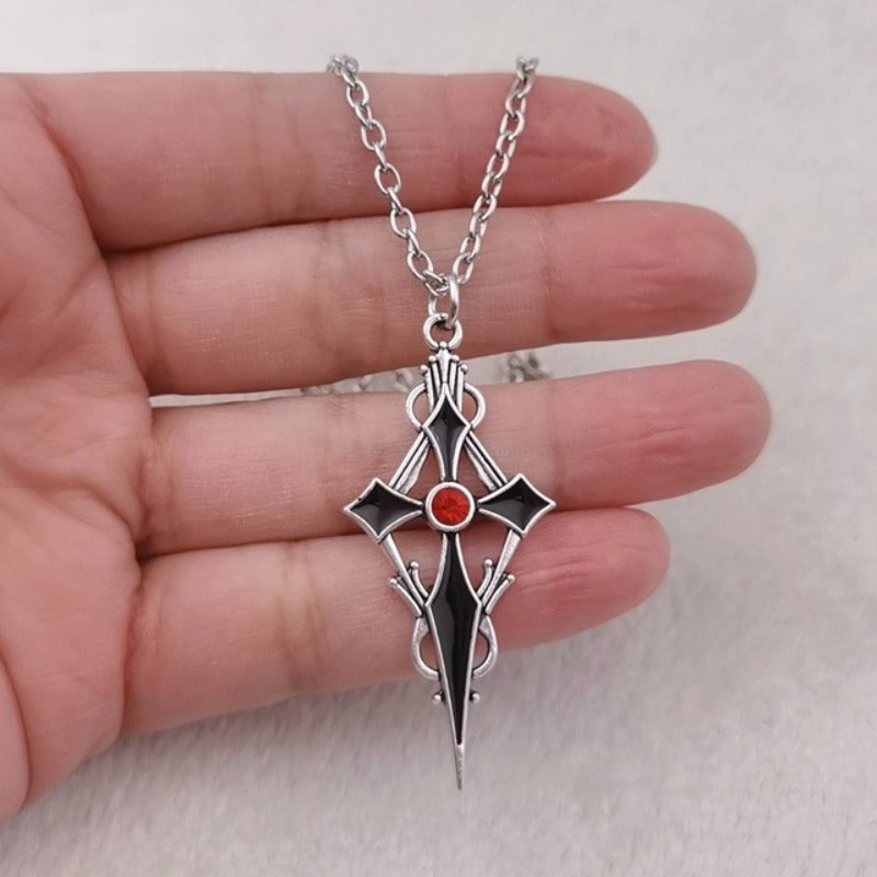 Cross Halloween Vampire Necklace Gothic Style Dark Personality Pendant Necklace Punk Hip Hop Necklace