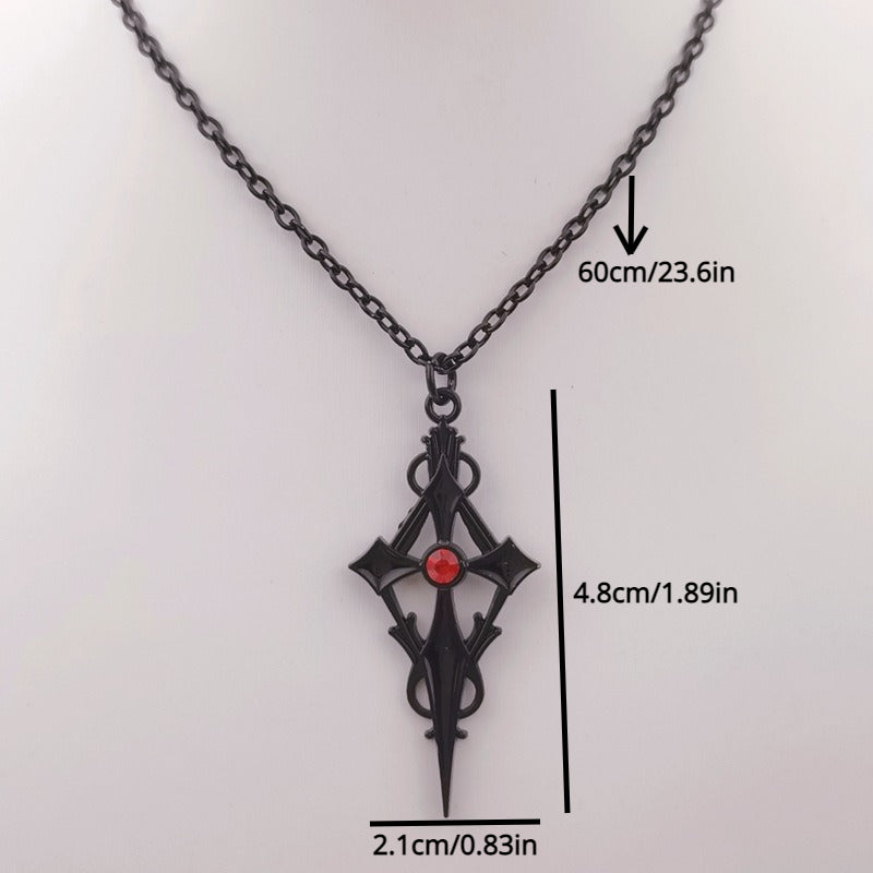 Cross Halloween Vampire Necklace Gothic Style Dark Personality Pendant Necklace Punk Hip Hop Necklace