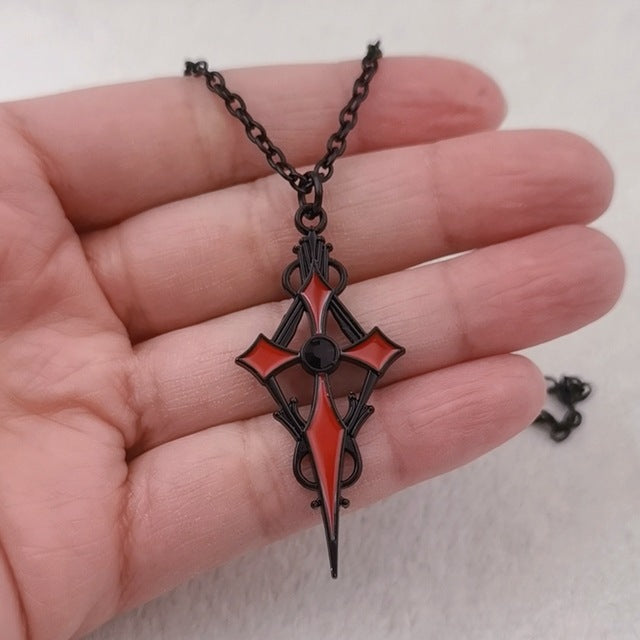 Cross Halloween Vampire Necklace Gothic Style Dark Personality Pendant Necklace Punk Hip Hop Necklace
