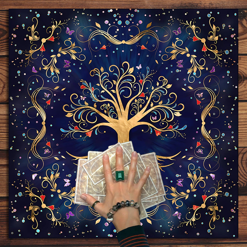 1pc, 2022tree Of Life Tarot Card Tablecloth Altar Cloth Pagan Pendulum Witchcraft Astrology Oracle Card Mat For Room Home Decor