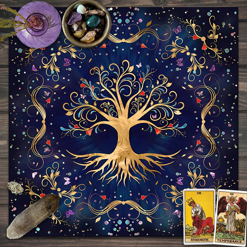 1pc, 2022tree Of Life Tarot Card Tablecloth Altar Cloth Pagan Pendulum Witchcraft Astrology Oracle Card Mat For Room Home Decor