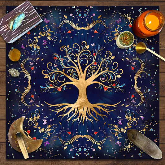 1pc, 2022tree Of Life Tarot Card Tablecloth Altar Cloth Pagan Pendulum Witchcraft Astrology Oracle Card Mat For Room Home Decor