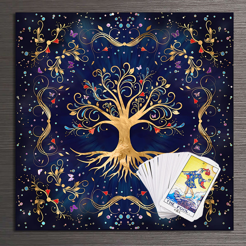 1pc, 2022tree Of Life Tarot Card Tablecloth Altar Cloth Pagan Pendulum Witchcraft Astrology Oracle Card Mat For Room Home Decor