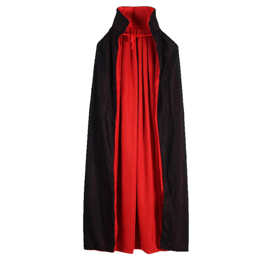 Halloween Double Layers Black & Red Cloak, Hooded & Stand Collar Style Available, Vampire Death Cosplay Cloak, LARP Party Supplies, Stage Performance Accessories