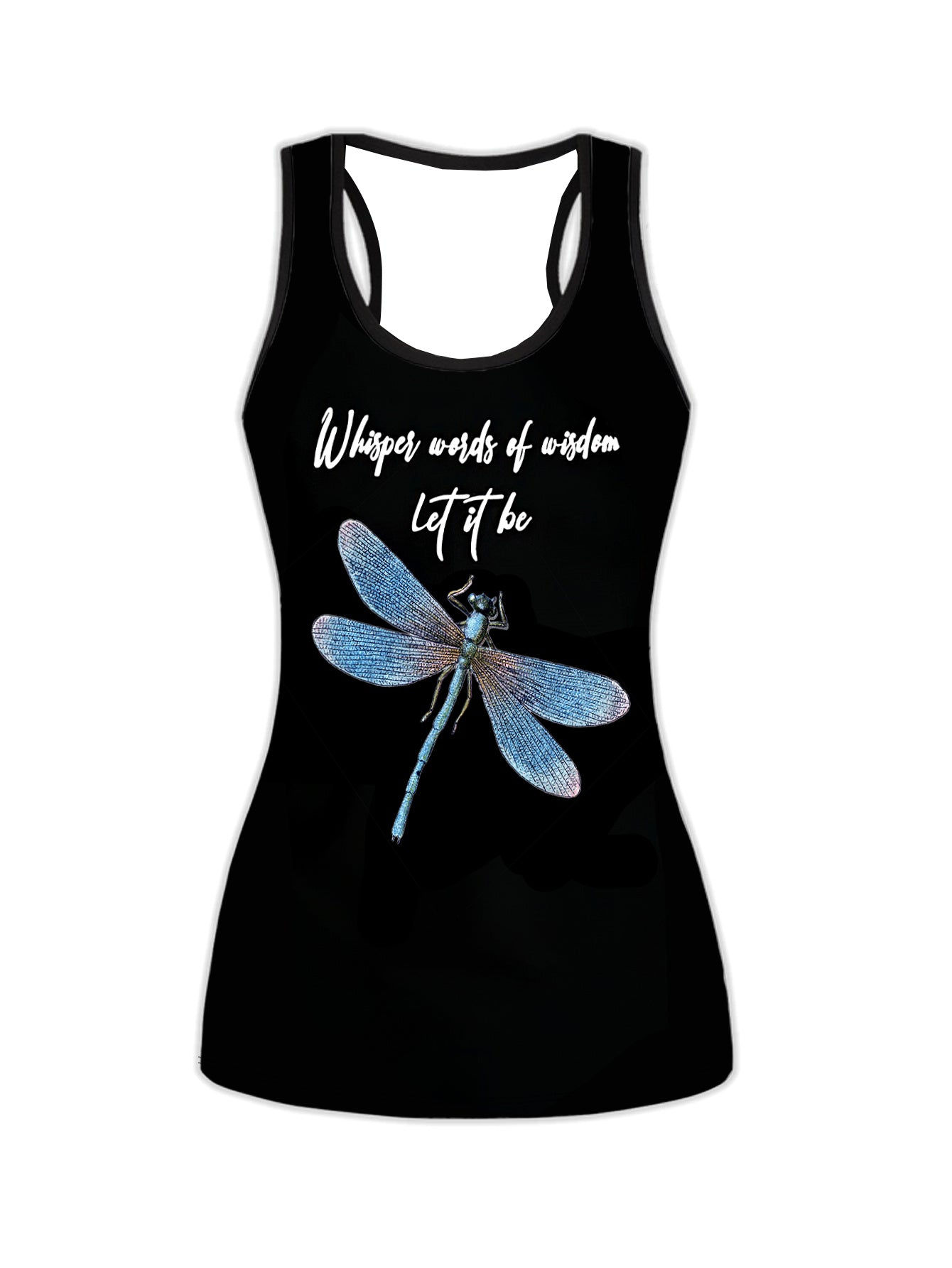 Women's Fashion Whisper Dragonfly Tank Top Casual Sleeveless Vest Legging Casual Yoga Pants Fitness Girls Sport Suit Plus Size