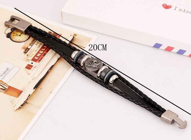 Punk Bracelets Wholesale Yiwu Small Commodities 10 Yuan Store Supply Genuine Leather Bracelets Handmade Vintage Cowhide Bracelets