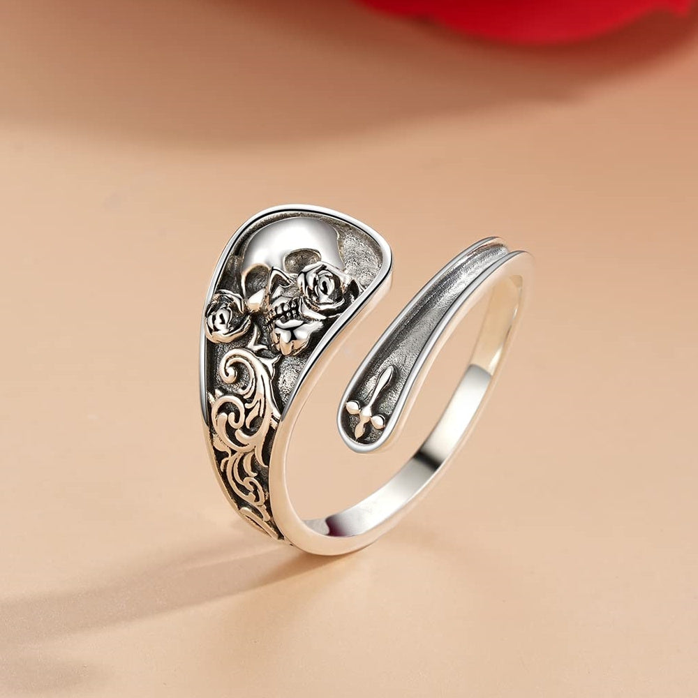 Men's & Women's Gothic Skull Spoon Ring – No Plating, Punk Fashion Statement, Perfect for Parties & Everyday Wear