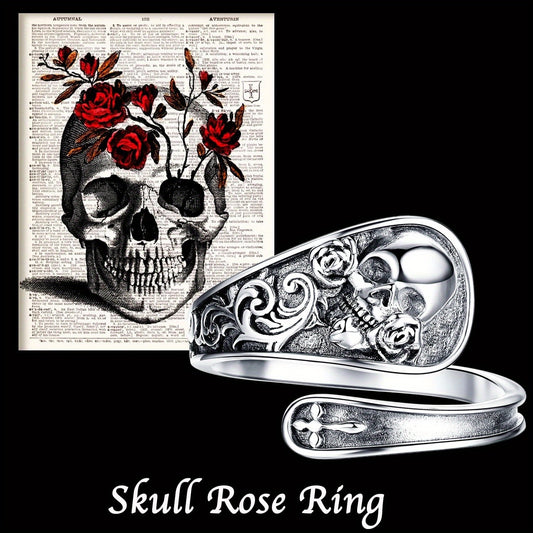 Men's & Women's Gothic Skull Spoon Ring – No Plating, Punk Fashion Statement, Perfect for Parties & Everyday Wear