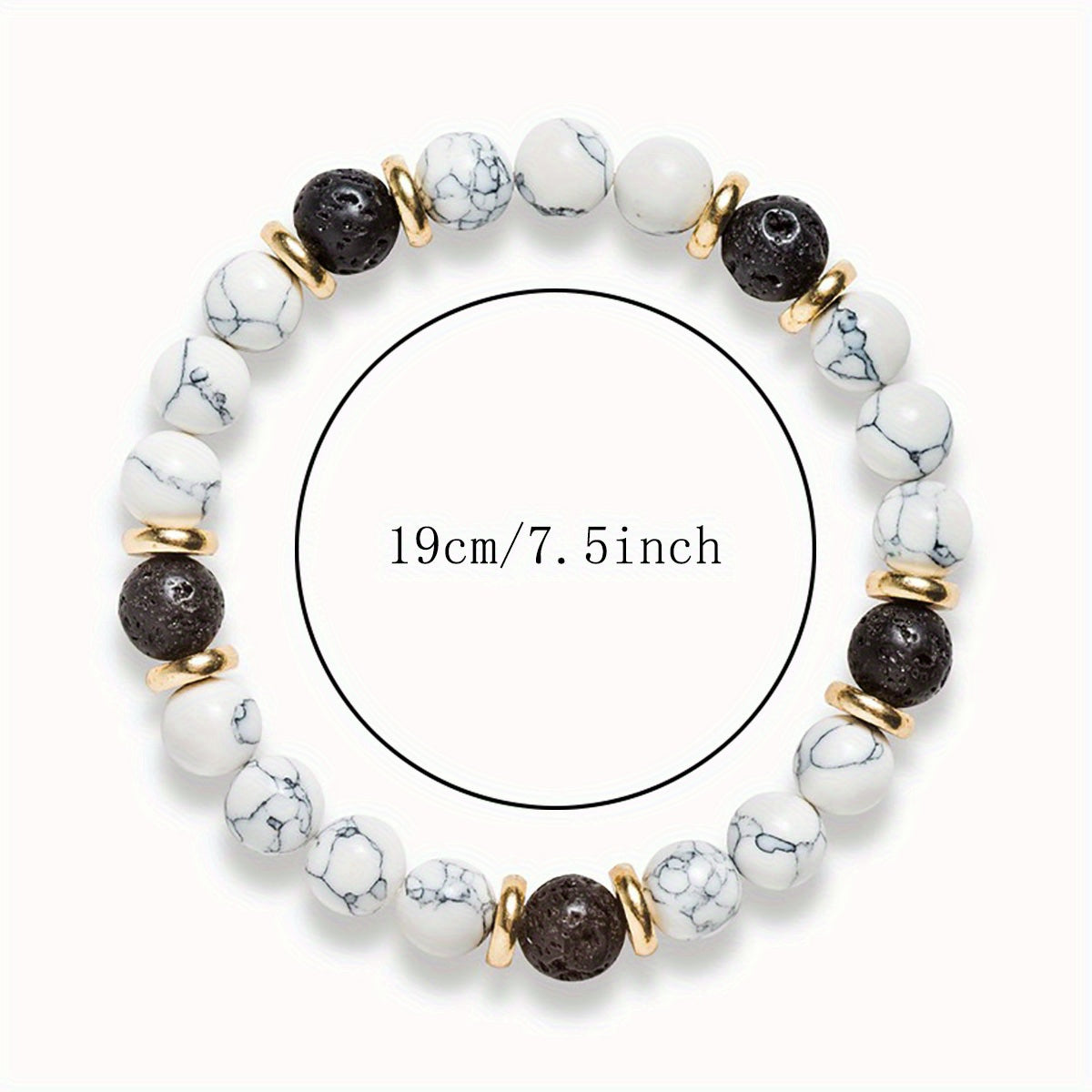 Unique April Birthstone Beaded Crystal Bracelet - Natural Volcanic Rock, Faux Turquoise Gemstone, Luxury Celestial Boho Jewelry for Women, Couples, and Daily Wear