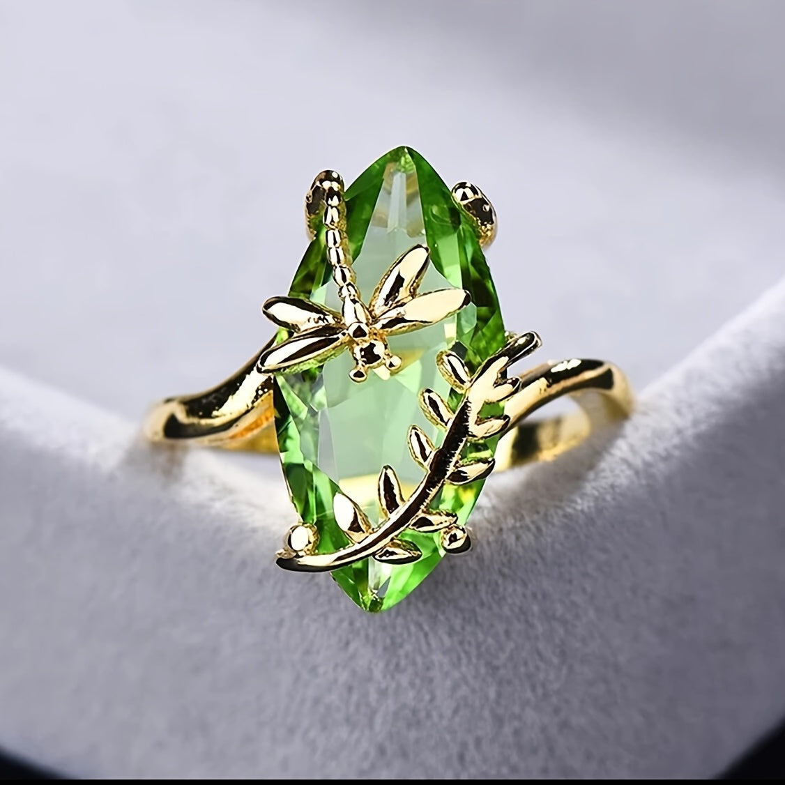 Elegant Dragonfly Ring with Waterish Zirconia - Perfect Anniversary or Birthday Gift for Her, Bohemian Style, 14K Golden Plated, Synthetic Zirconia, Year-Round Wear, Everyday Jewelry | Bohemian Style Ring | Copper Base, Cute