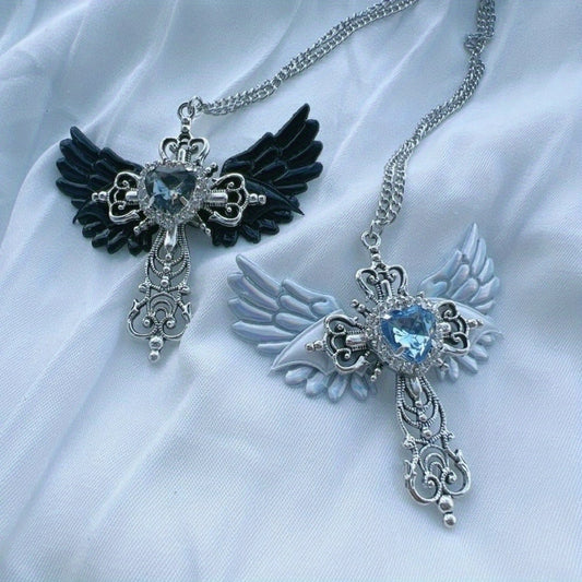 Gothic Subculture y2k Neck Chain Angel Cross Necklace