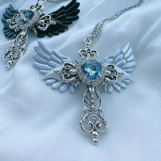 Gothic Subculture y2k Neck Chain Angel Cross Necklace
