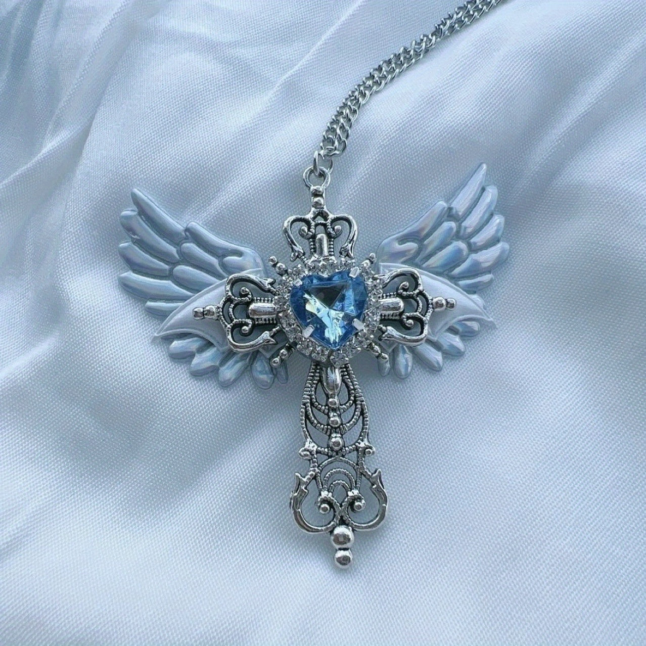 Gothic Subculture y2k Neck Chain Angel Cross Necklace
