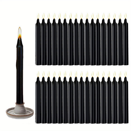 Premium Black Spell Chime Candles - 10/20pcs, Unscented Mini Taper For Rituals, Meditation & Home Decor, Smokeless Paraffin Wax, Perfect For Altar, Prayer & Birthdays