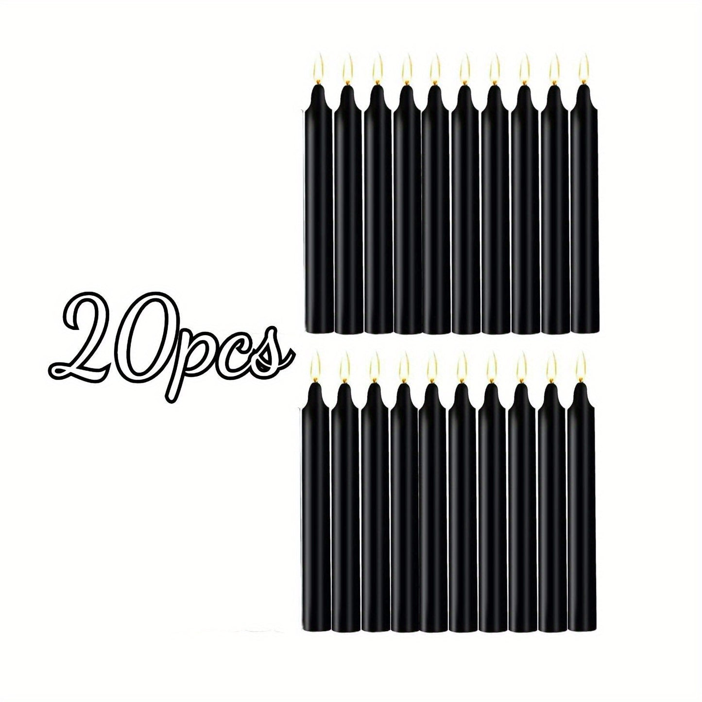 Premium Black Spell Chime Candles - 10/20pcs, Unscented Mini Taper For Rituals, Meditation & Home Decor, Smokeless Paraffin Wax, Perfect For Altar, Prayer & Birthdays