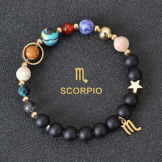 Handcrafted Zodiac Bracelet - Natural Tiger Eye Stone Beads, Unique Pattern & Color Variations, Perfect Gift for Women and Men