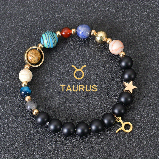 Handcrafted Zodiac Bracelet - Natural Tiger Eye Stone Beads, Unique Pattern & Color Variations, Perfect Gift for Women and Men