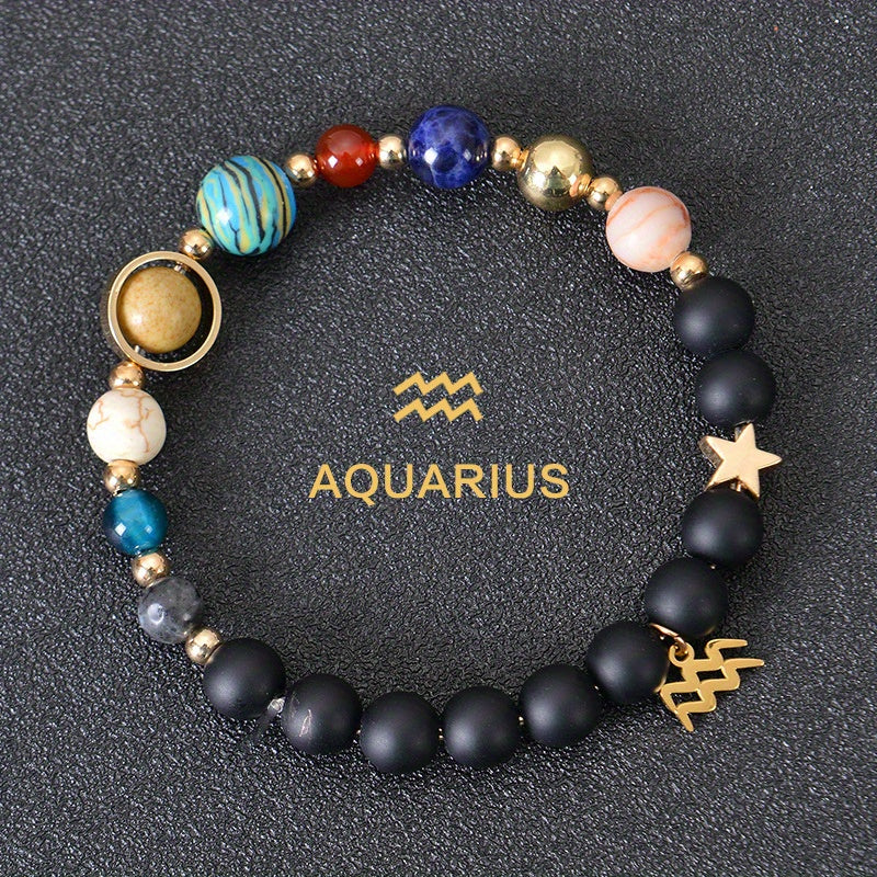 Handcrafted Zodiac Bracelet - Natural Tiger Eye Stone Beads, Unique Pattern & Color Variations, Perfect Gift for Women and Men