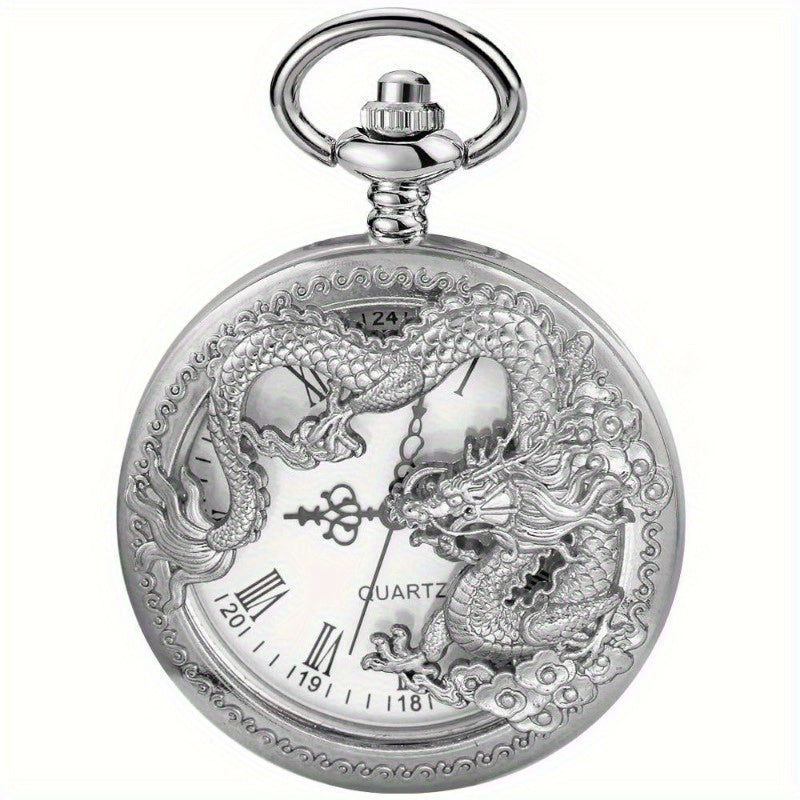 Chinese Characteristic Dragon Shaped Pocket Watch High Quality Necklace Timing Pendant Jewelry Gift Clock Christmas Birthday Present