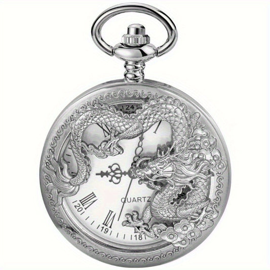 Chinese Characteristic Dragon Shaped Pocket Watch High Quality Necklace Timing Pendant Jewelry Gift Clock Christmas Birthday Present