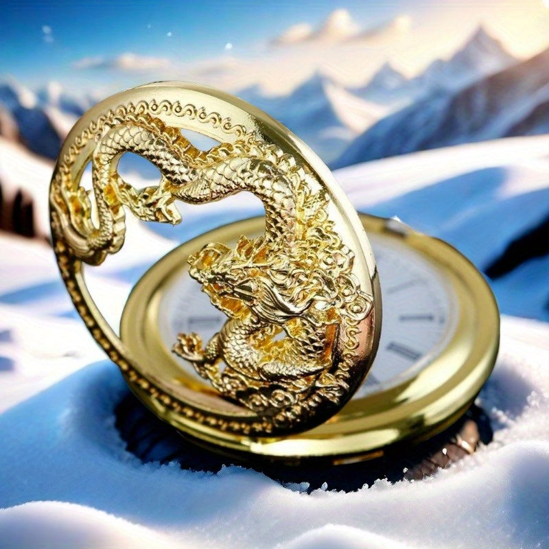 Chinese Characteristic Dragon Shaped Pocket Watch High Quality Necklace Timing Pendant Jewelry Gift Clock Christmas Birthday Present