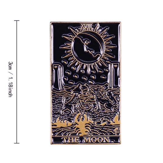 1pc Gothic "The Moon" Tarot Card Enamel Pin, Vintage Sun Design, Personalized Metal Badge, Dark Series Novelty Brooch for Men, Clothing, Hats, Bags Accessories, Alloy Material