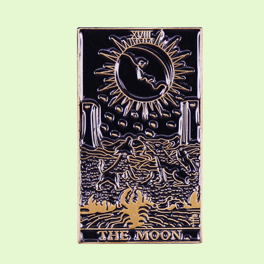 1pc Gothic "The Moon" Tarot Card Enamel Pin, Vintage Sun Design, Personalized Metal Badge, Dark Series Novelty Brooch for Men, Clothing, Hats, Bags Accessories, Alloy Material