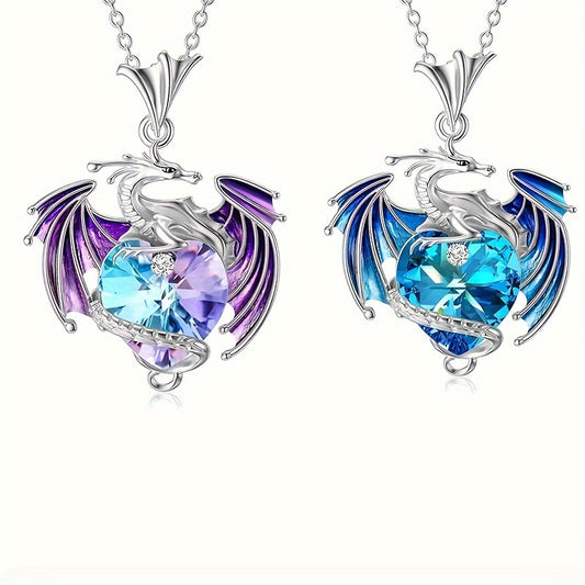 2pcs Fashion Dragon Pendant Necklace, Suitable for Couples, Daily Wear, And Special Occasions