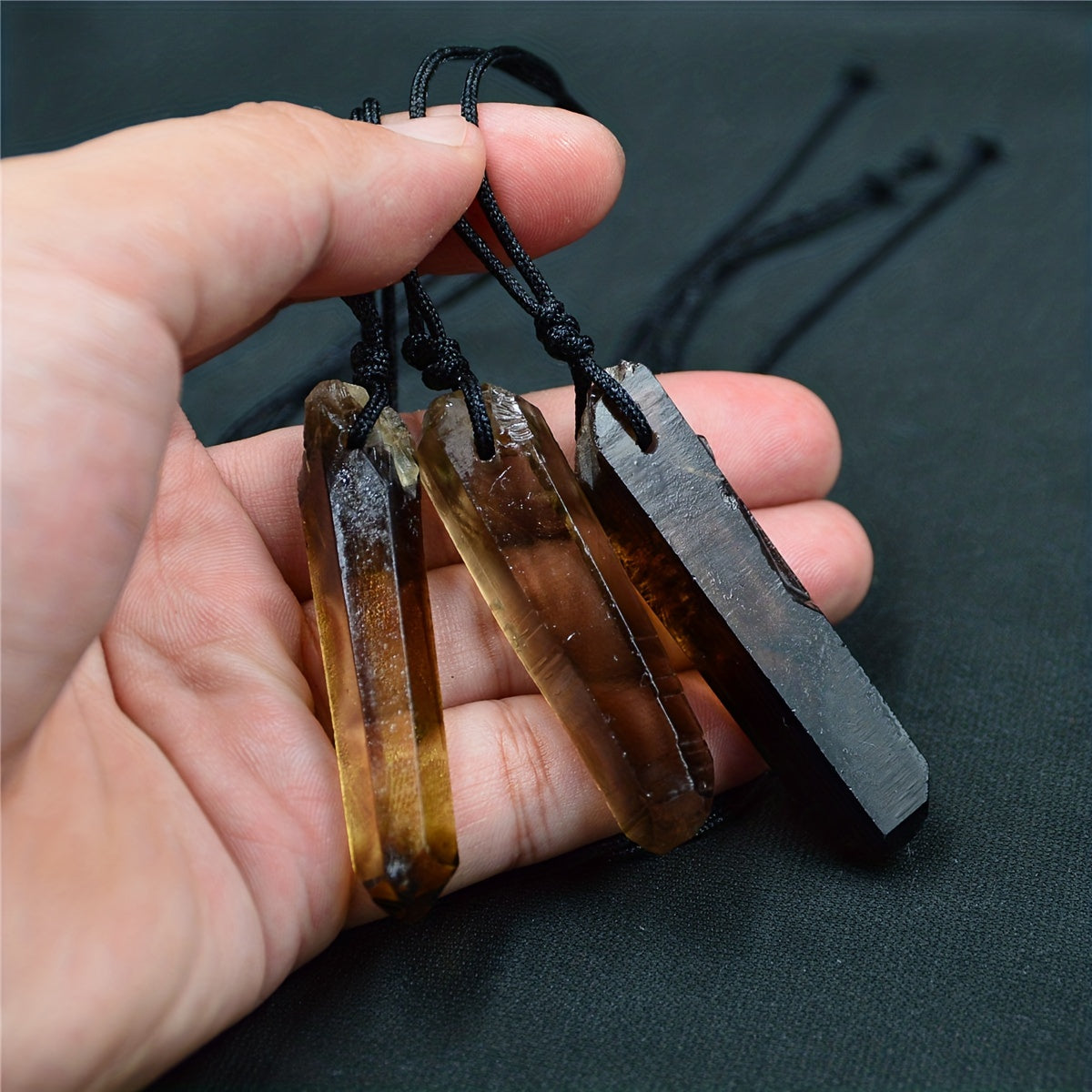Natural Smoky Quartz Necklace, Crystal Pendant Gem Stone Quartz Pendulum Reiki Chakra Jewelry