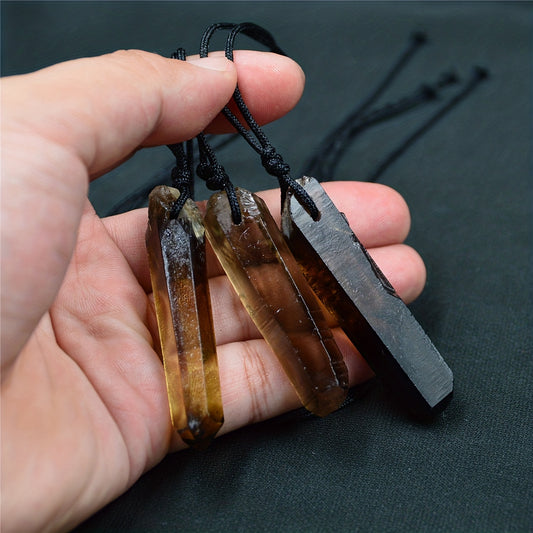 Natural Smoky Quartz Necklace, Crystal Pendant Gem Stone Quartz Pendulum Reiki Chakra Jewelry