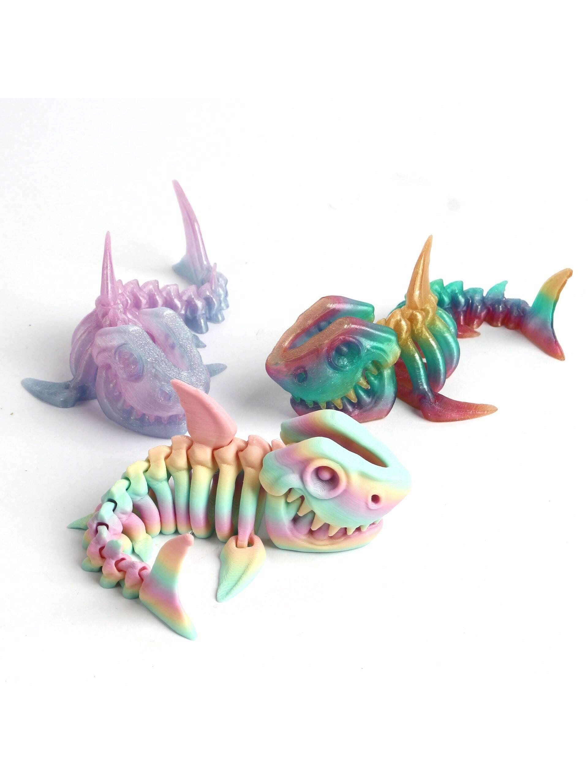 1pc 3D Printed Shark Skeleton Articulated Toy, Creative Decor Piece, Holiday/Birthday Gift For Him/Her, Perfect Present - Pedlar's Attic