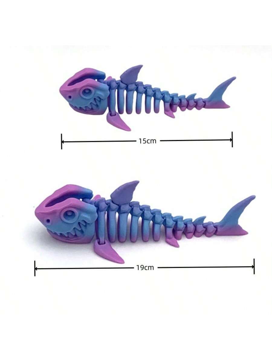 1pc 3D Printed Shark Skeleton Articulated Toy, Creative Decor Piece, Holiday/Birthday Gift For Him/Her, Perfect Present - Pedlar's Attic