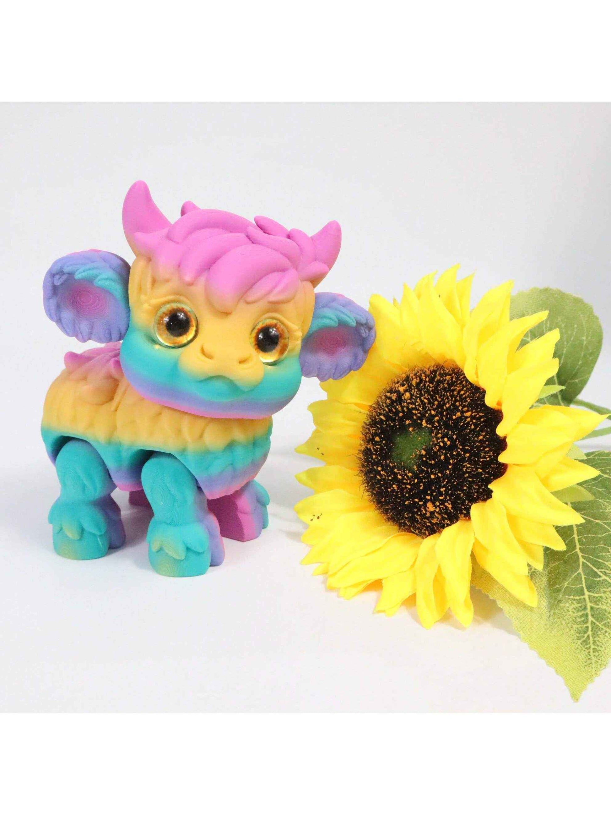 1pc 3D Printed Yak Statue, Home Decor, Figurine With Realistic Eyes And Movable Joints, Suitable For Halloween, Christmas Gifts, Various Occasions, 3D Printed Animal Decoration - Pedlar's Attic