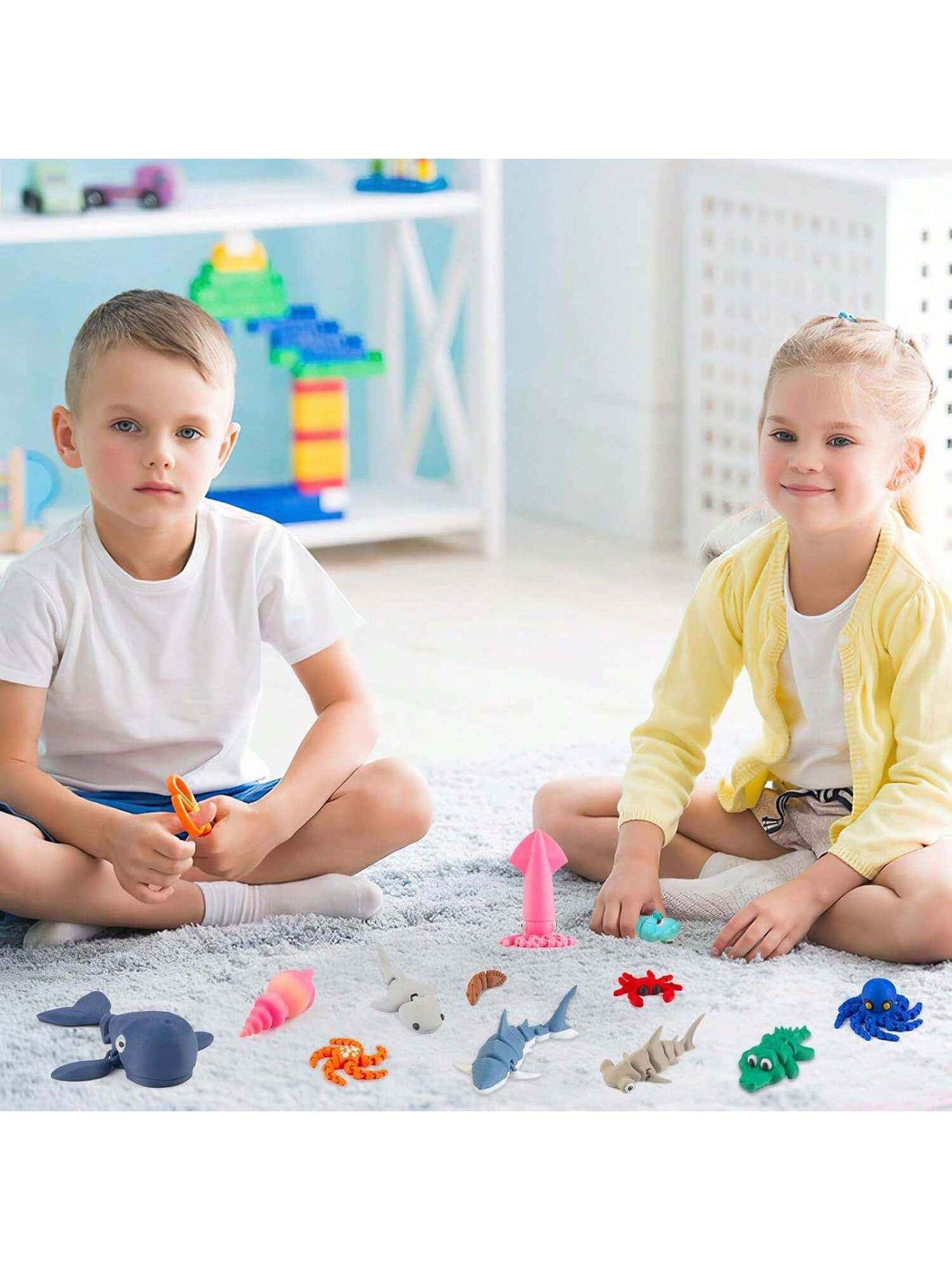 22PCS Ocean Animal Set, 3D Printed Mini Sea Animals Articulating Flexible Fidget Toys, Cute Animal Figurines Toys Birthday Office Desktop Home Decoration,This Is The Best Gift To Give Them On Christmas, Halloween Or A Child's Birthday. - Pedlar's Attic