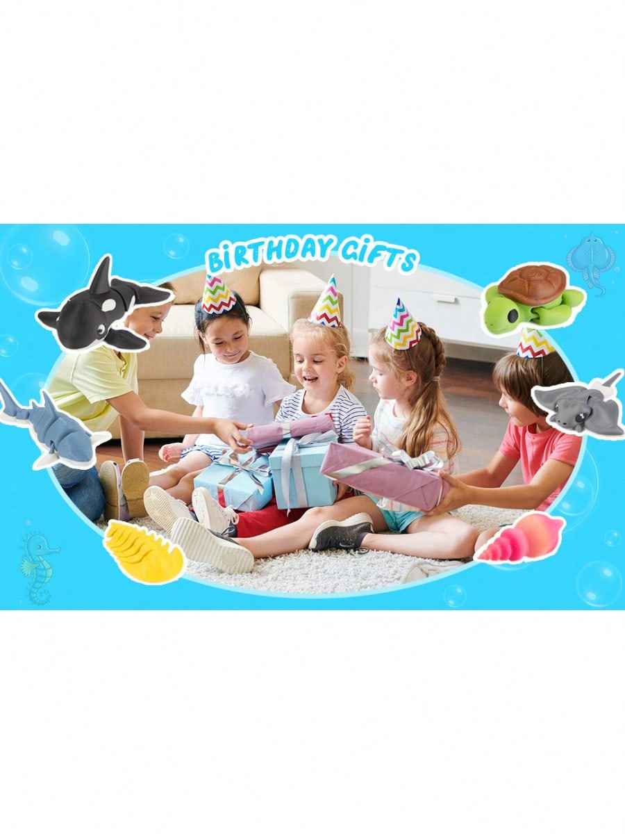 22PCS Ocean Animal Set, 3D Printed Mini Sea Animals Articulating Flexible Fidget Toys, Cute Animal Figurines Toys Birthday Office Desktop Home Decoration,This Is The Best Gift To Give Them On Christmas, Halloween Or A Child's Birthday. - Pedlar's Attic