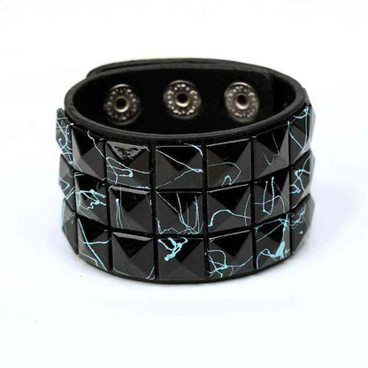 European and American New Punk Style Multi-Color Square Stud Leather Bracelet - Pedlar's Attic