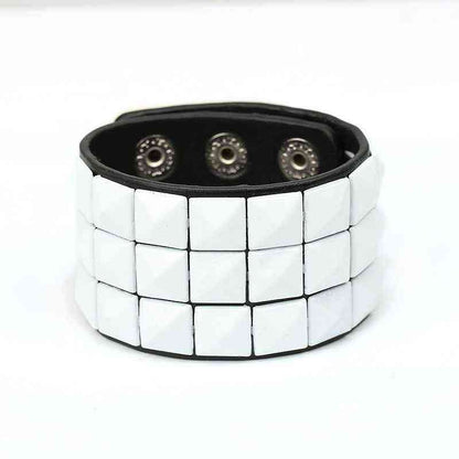 European and American New Punk Style Multi-Color Square Stud Leather Bracelet - Pedlar's Attic