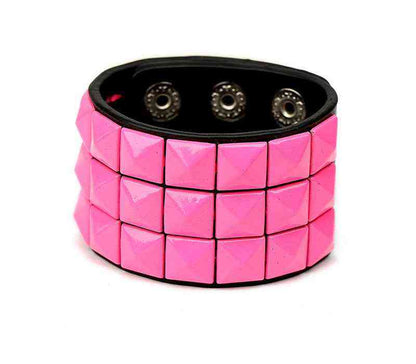 European and American New Punk Style Multi-Color Square Stud Leather Bracelet - Pedlar's Attic