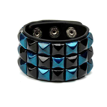 European and American New Punk Style Multi-Color Square Stud Leather Bracelet - Pedlar's Attic