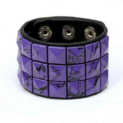 European and American New Punk Style Multi-Color Square Stud Leather Bracelet - Pedlar's Attic