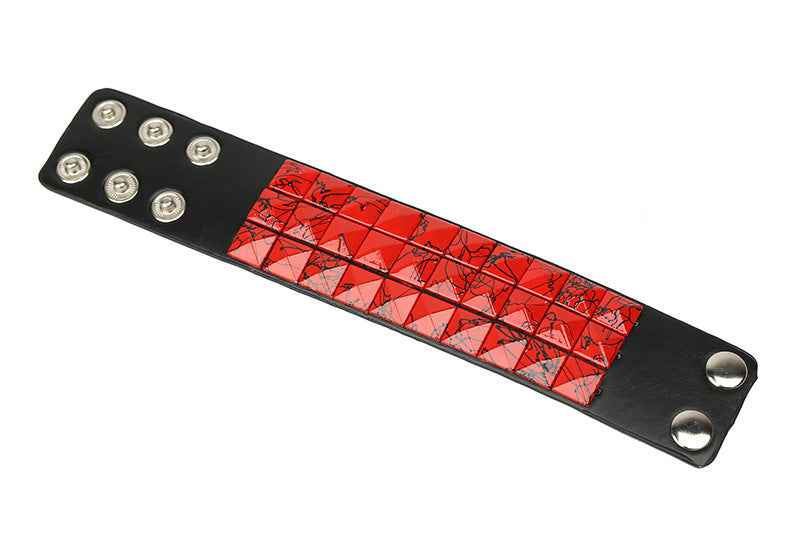 European and American New Punk Style Multi-Color Square Stud Leather Bracelet, Personalized Cycling Bar Accessory, Men's Wide Pu Leather Bracelet