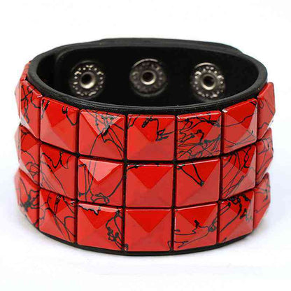 European and American New Punk Style Multi-Color Square Stud Leather Bracelet - Pedlar's Attic